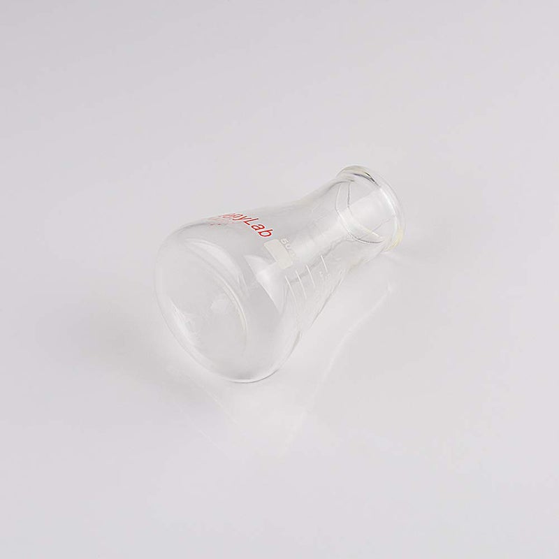 stonylab 1-Pack Glass 50 ml Heavy Wall Narrow Mouth Erlenmeyer Flasks with Heavy Duty Rim - (50ml Fits with 4# Rubber Stopper) - Image 5